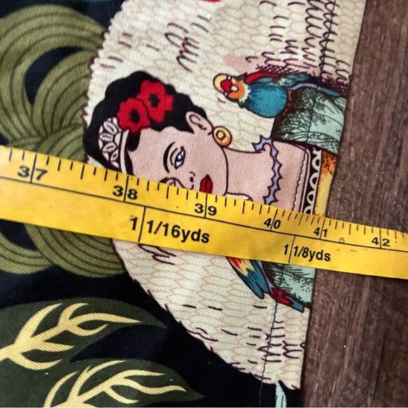 GRACE KARIN tropical Frida Kahlo dress Cap-Sleeve Sweetheart Sheath Sz L artsy - Picture 9 of 16